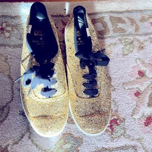 EUC GOLD SPARKLE KATE SPADE FOR KEDS SNEAKERS!!